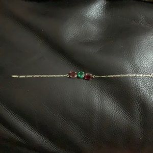 New Silver 925 Roby & Emerald bracelet